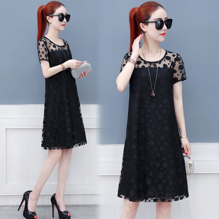Đầm Dài Phối Ren plus size Phong Cách Hàn Quốc Quyến Rũ
