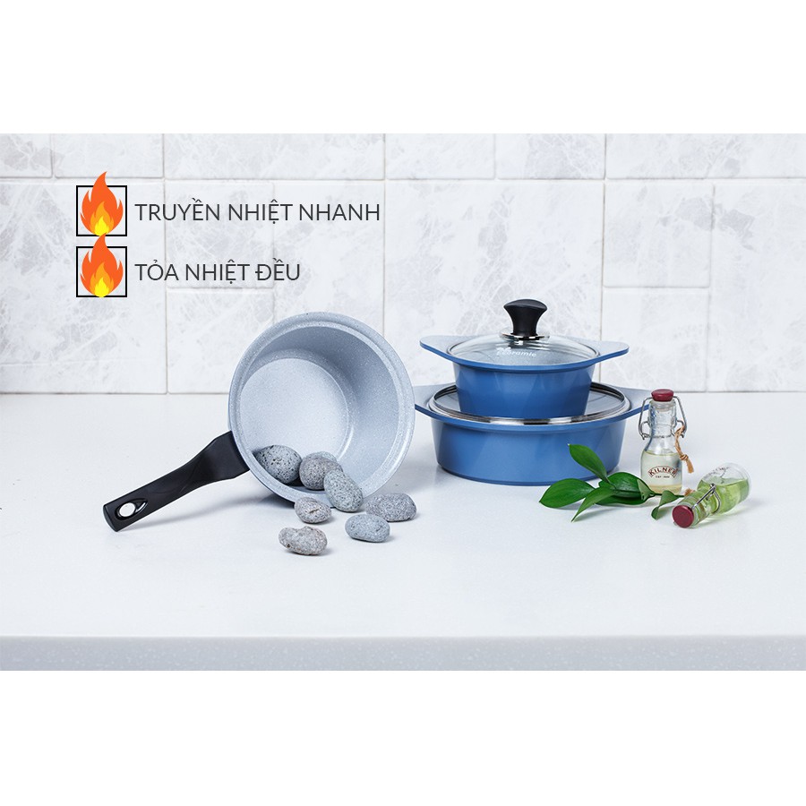 Nồi đá men Ceramic Hàn Quốc tùy chọn nhiều size sử dụng được cho bếp từ