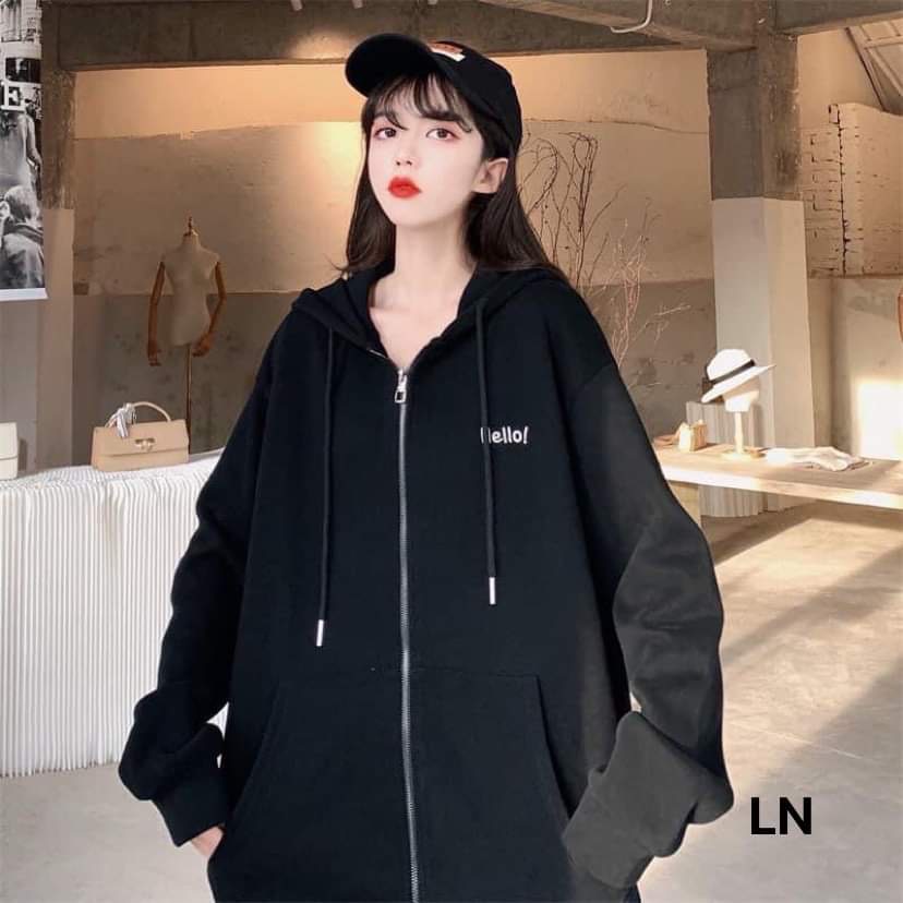 Áo khoác hello 2 màu đen, hồng-6L5N