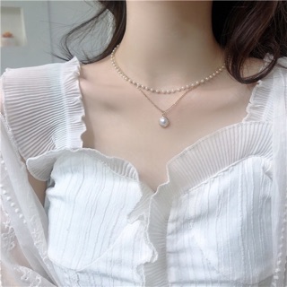 Vòng cổ dây chuyền lắc tay ngọc 2 tầng