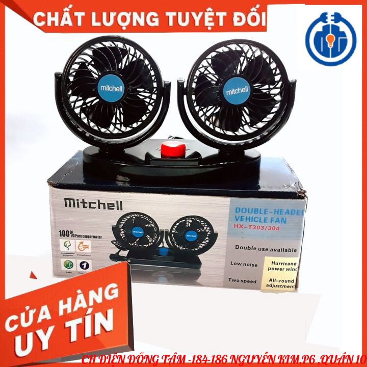 Quạt Đôi Ô Tô Mitchell 12v - Công suất 15w Cưc mạnh