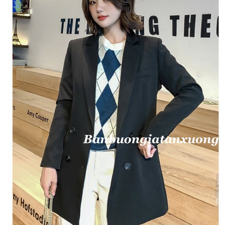 áo vest nữ dáng dài đính khuy tay nhiều màu thanh