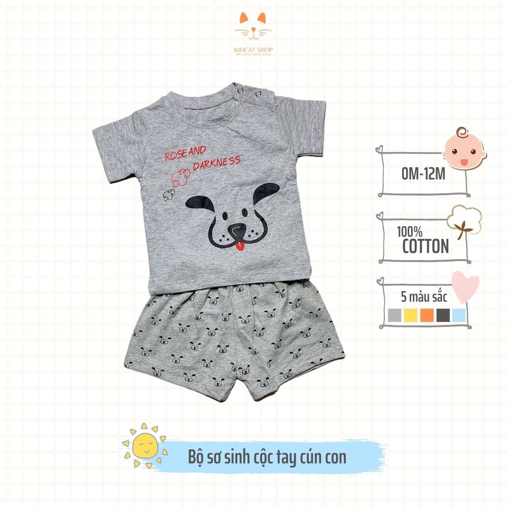 Quần áo sơ sinh bé trai bé gái chất liệu cotton thoáng mát vải cao cấp không gây kích ứng da Kidcat shop