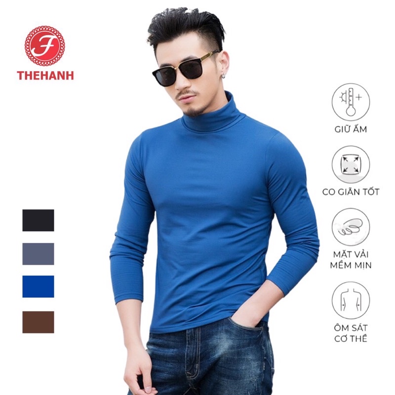 Áo giữ nhiệt nam lót nỉ cổ cao - áo nam dài tay giữ nhiệt