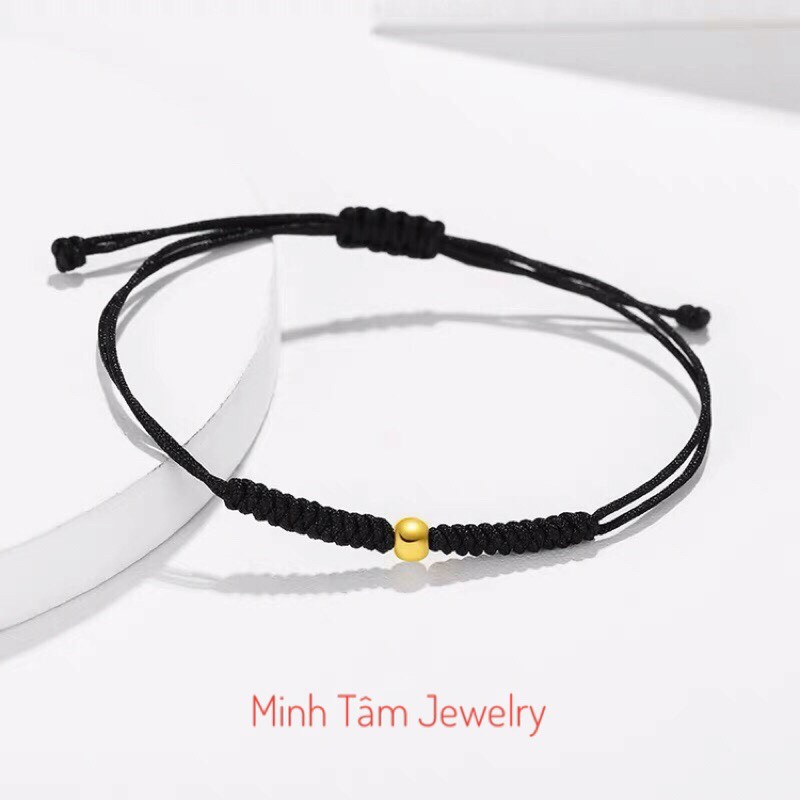 Vòng tay sợi chỉ đỏ bi vàng may mắn Au 24k-Minh Tâm Jewelry