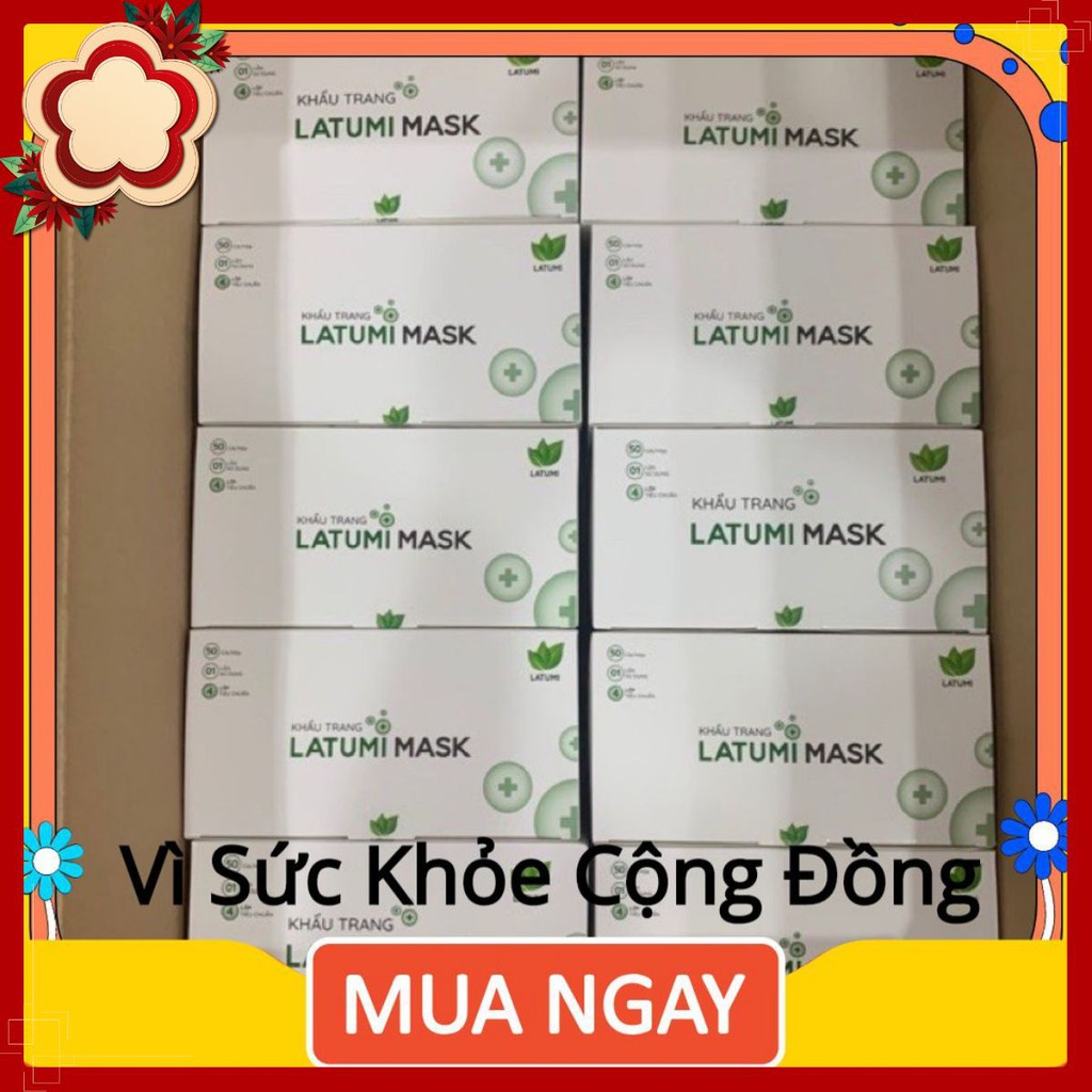 1 Thùng Khẩu Trang Y tế Lọc khuẩn 4 Lớp LATUMI Cao Cấp Xuất Khẩu 50 hộp sakukeeee.shop