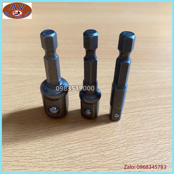 BỘ 3 ĐẦU CHUYỂN VẶN KHẨU CHO KHOAN ĐIỆN PIN dài 50mm