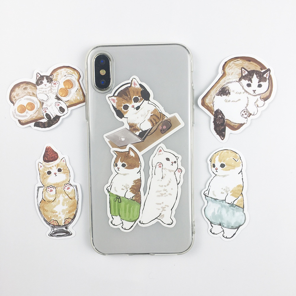 Sticker hình dán mèo cute kitten pastel dễ thương boss và sen pastel trang trí mũ bảo hiểm Laptop journal sổ tay