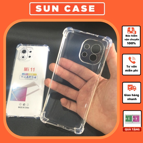 Ốp lưng trong suốt Xiaomi 9A/Note10/Note10pro/Note11/Mi11/Mi10 chống sốc 4 góc (loại dày)