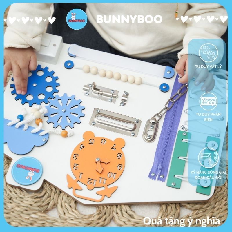 Bảng Bận Rộn Busy Board Đồ Chơi giáo Dục Ngôi Nhà Nhỏ BUNNYBOO Thông Minh giúp Bé giải Trí Phát Triền Kĩ Năng Tư Duy