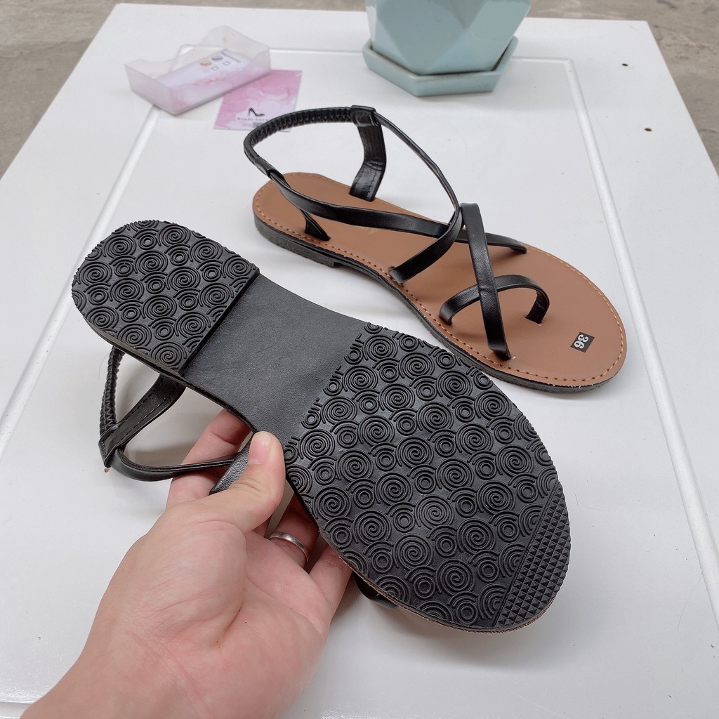 Sandal nữ đế bệt, sandal chiến binh, quai mảnh vuông, xỏ ngón, đi biển đi học, đi làm tại văn phòng-1000030