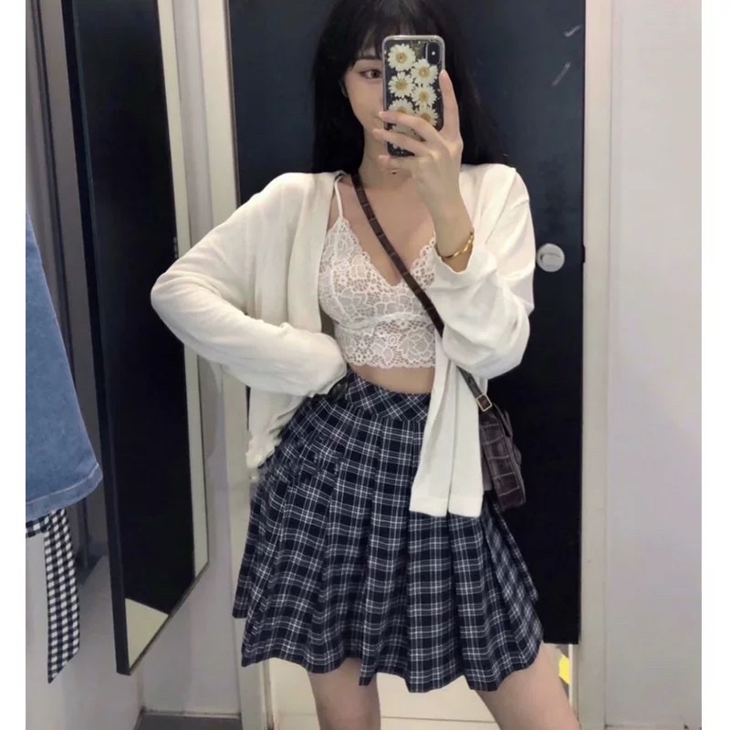 CÓ SẴN Chân váy tennis kẻ xanh HM_2 màu