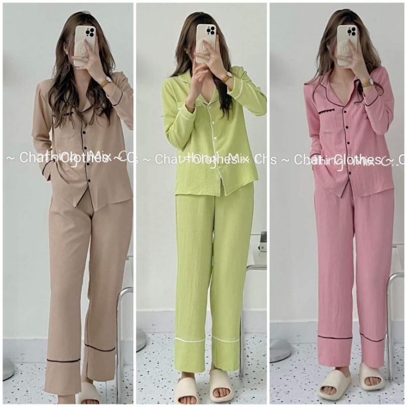 BỘ PYJAMA XỐP TRƠN DÀI SIÊU HOT
