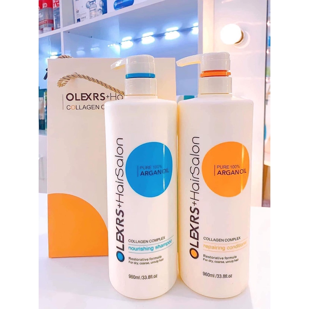 Bộ Gội Xả Phục Hồi Tóc Khô Xơ Olexrs HairSalon Argan Oil Anh Quốc