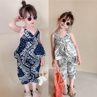Set bộ thổ cẩm 2 dây cho bé gái năng động size 8-20kg