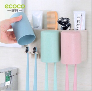 ☘️Cắm Chải Lúa Mạch 3 Cốc ECOCO Treo Tường Cực Chắc Chắn