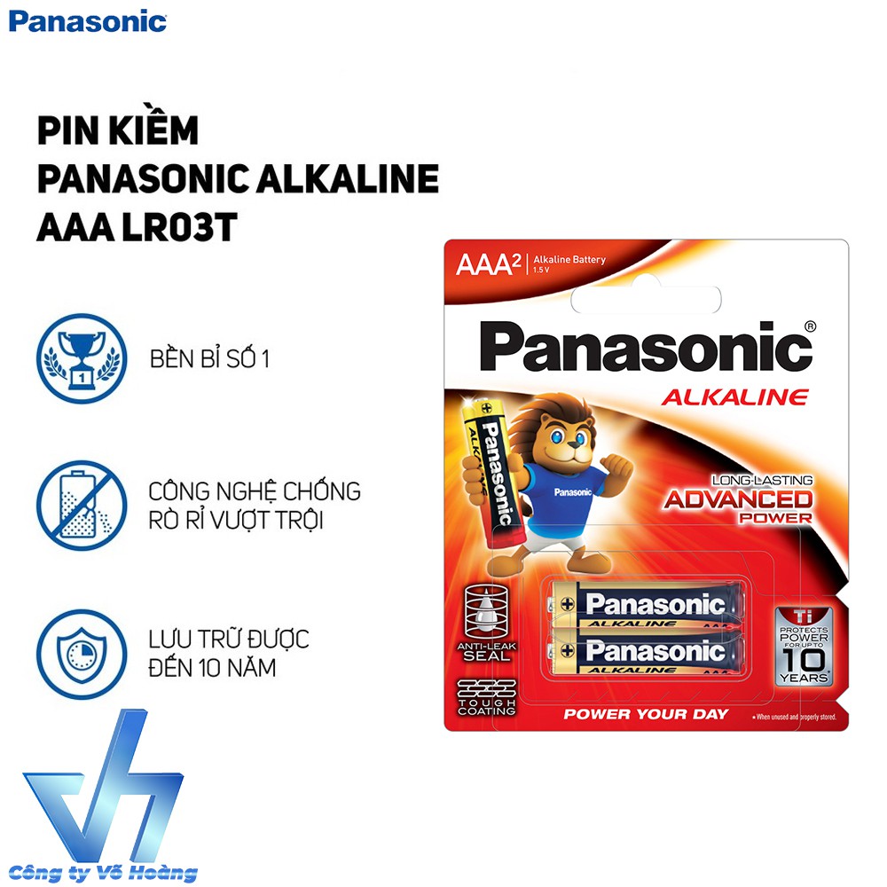 Bộ 2 pin Panasonic Alkaline AAA LR03T - Điện áp 1.5V