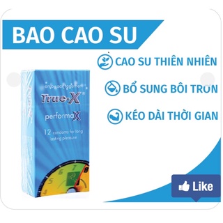 Bao cao su kéo dài thời gian True-X PerformaX size 52mm 3 cái & 12 cái