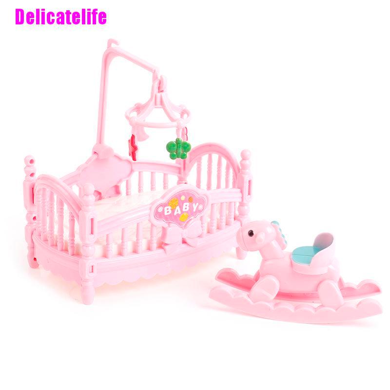 Mô hình nôi em bé / ngựa bập bênh mini trang trí nhà búp bê