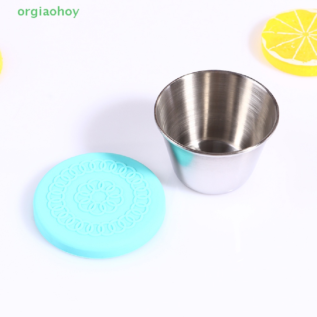 Cốc Đựng Nước Sốt Bằng Thép Không Gỉ Có Thể Tái Sử Dụng Kèm Nắp Đậy