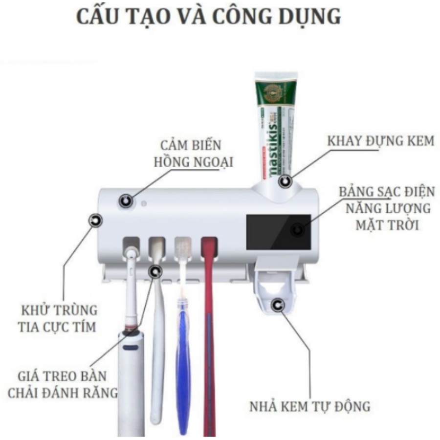 Hộp đựng bàn chải đánh răng diệt khuẩn bằng tia cực tím UV