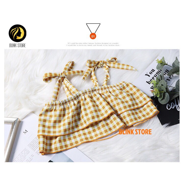 Đồ bơi bikini đi biển cho bé gái 6 tháng đến 7 tuổi 2 mảnh ( áo 2 dây quần váy ) siêu xinh chất thun co giãn