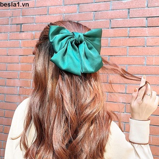 🌈besla1🌈Kẹp tóc, Cột tóc nơ lớn vải satin lụa phong cách Hàn quốc dễ thương