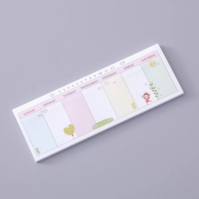 Giấy Note Thời Khoá Biểu - Giấy Ghi Chú Lịch Trình Trong Tuần