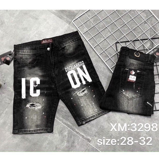 Quần Short Jean Nam Co Dãn Thêu Hình Ấn Tượng ✔️Chuẩn Hình✔️