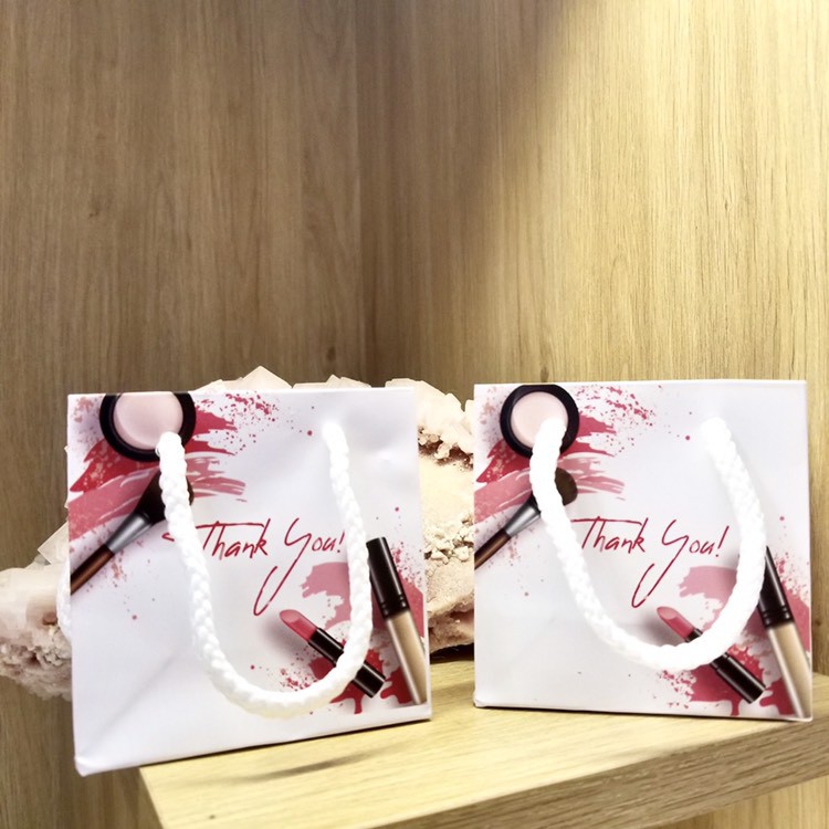 Mộc_ [COMBO 10] Túi giấy đựng mỹ phẩm phụ kiện cao cấp mẫu 11 màu trắng (thank you) size 9x9x4.5cm