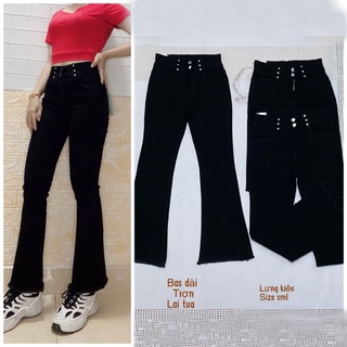 Quần Jean Đen Ống Bas Lưng Kiểu Tua Lai Co Giản Tốt Size S M L
