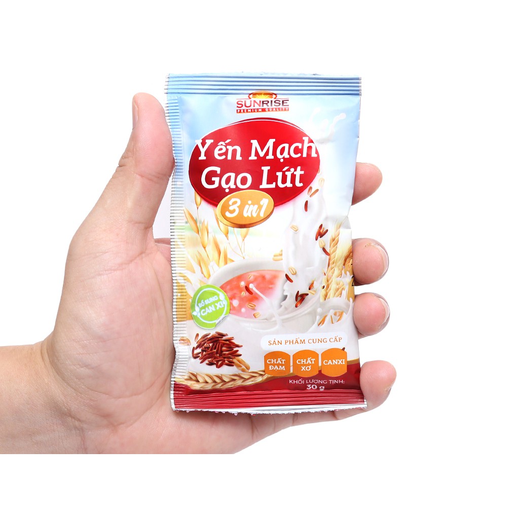 Yến Mạch Gạo Lứt - Nếp Cẩm Sunrise 3 trong 1 bịch 210g