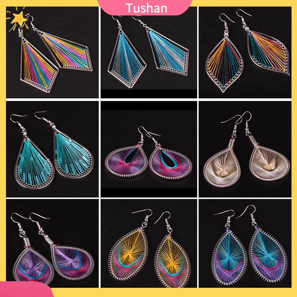 Bông tai dạng móc tùy chọn kiểu dáng và màu sắc phối lụa phong cách bohemian