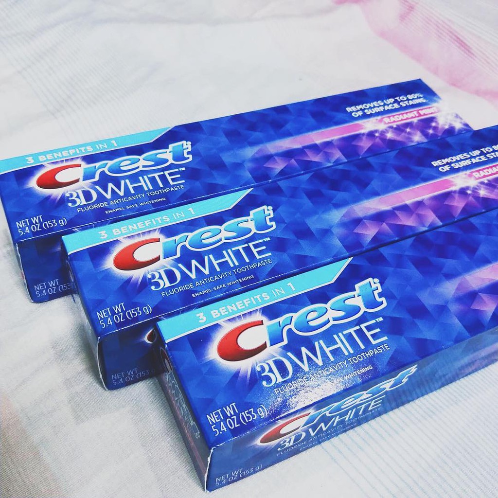 Kem đánh trắng răng Crest 3D White Advanced Triple Whitening 158g Unbox Ouibeaute