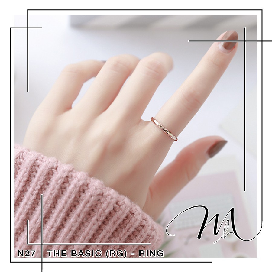 Nhẫn Titan Đơn Giản Mỏng 2mm DỄ THƯƠNG Phong Cách Sang Trọng Cho Nữ