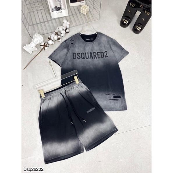 Sét Bộ Nam DSQ Loang In Chữ Cao Cấp - Bộ DSQ Nam Loang Rách Cao Cấp