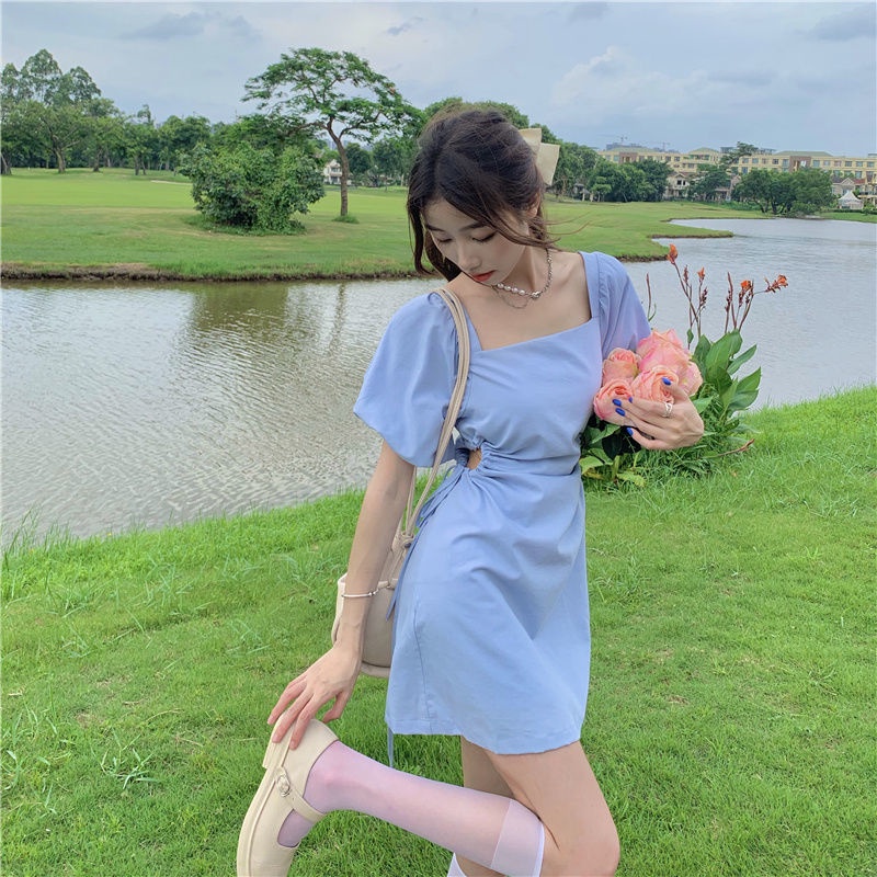 Đầm Tay Phồng Thời Trang Mùa Hè Hàn Quốc Gợi Cảm Cho Nữ