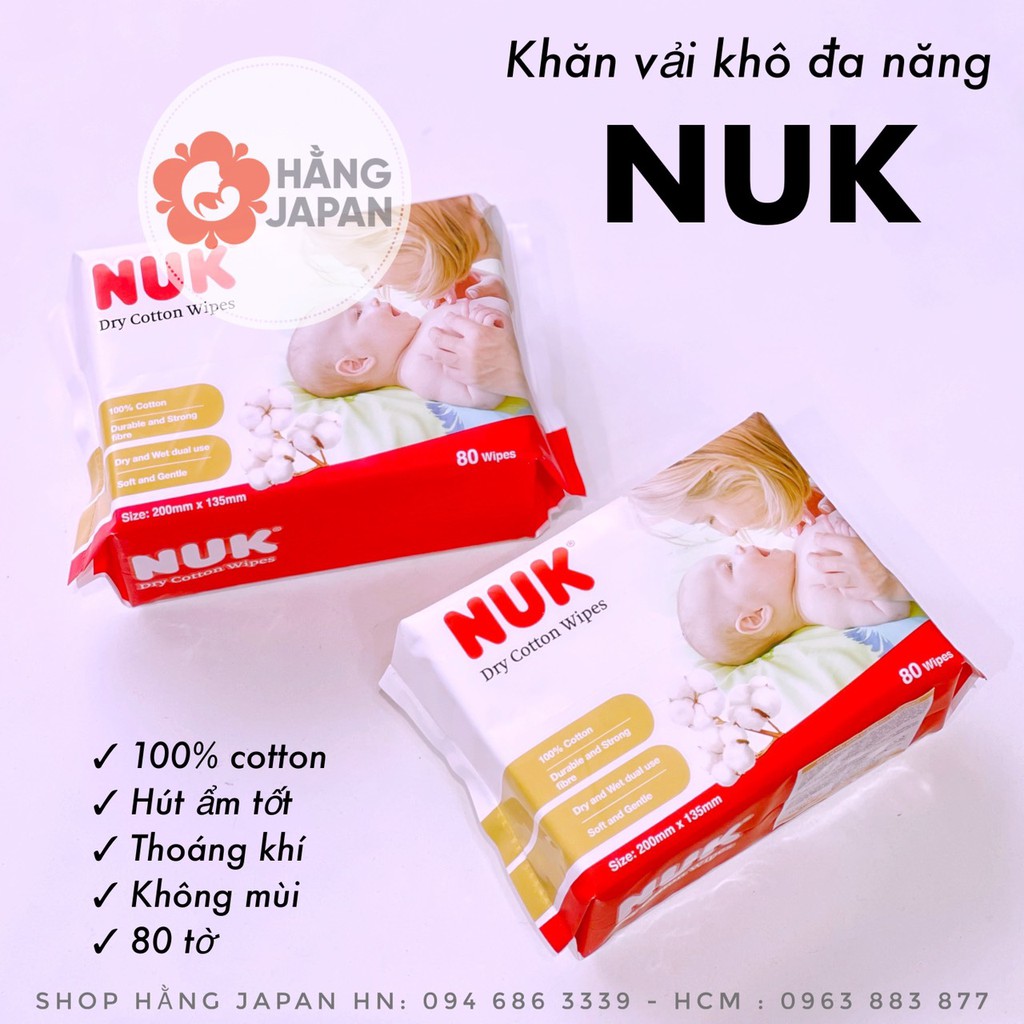 Khăn Vải Khô Đa Năng NUK 80 TỜ an toàn cho bé hàng chính hãng