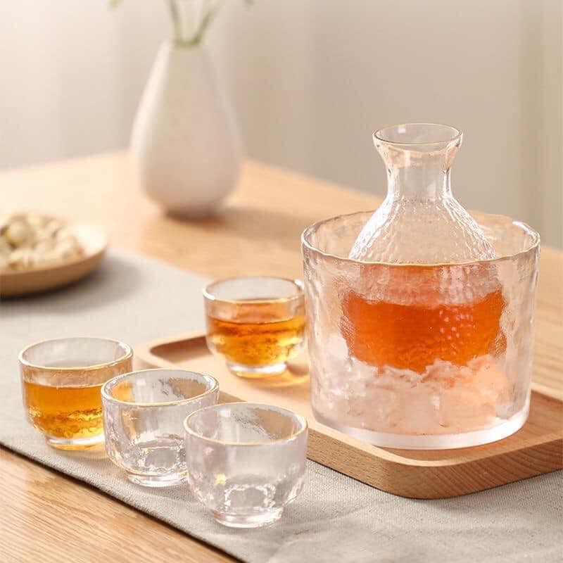 Set bình + hũ đựng đá + ly rượu