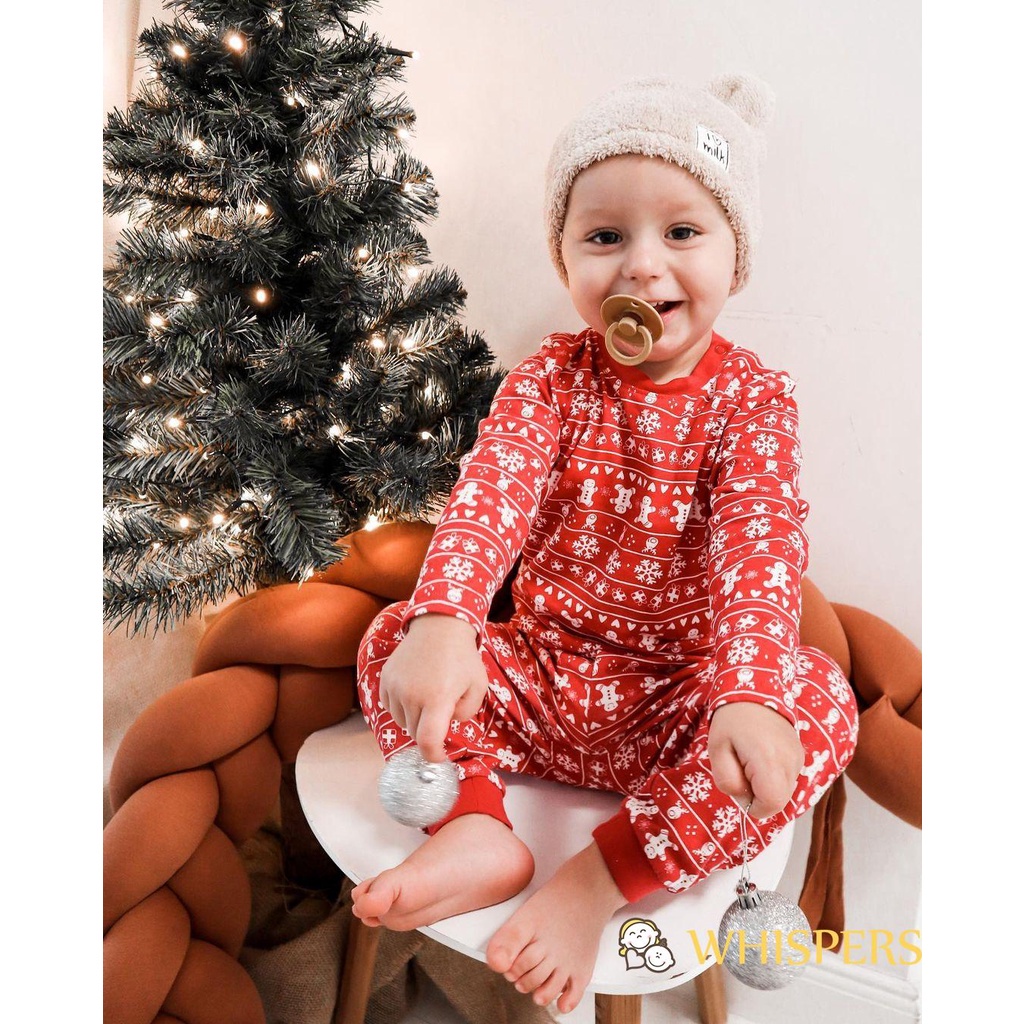 Set đồ giáng sinh 2 mảnh gồm áo cổ tròn dài tay + quần dài dễ thương cho bé