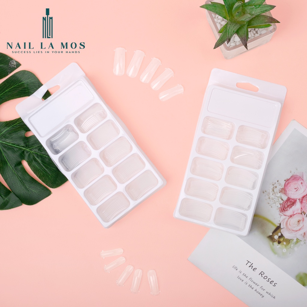 Móng úp gel gôm định hình phom móng - Hộp 100 móng phom chuẩn loại chia vạch có tai dễ sử dụng