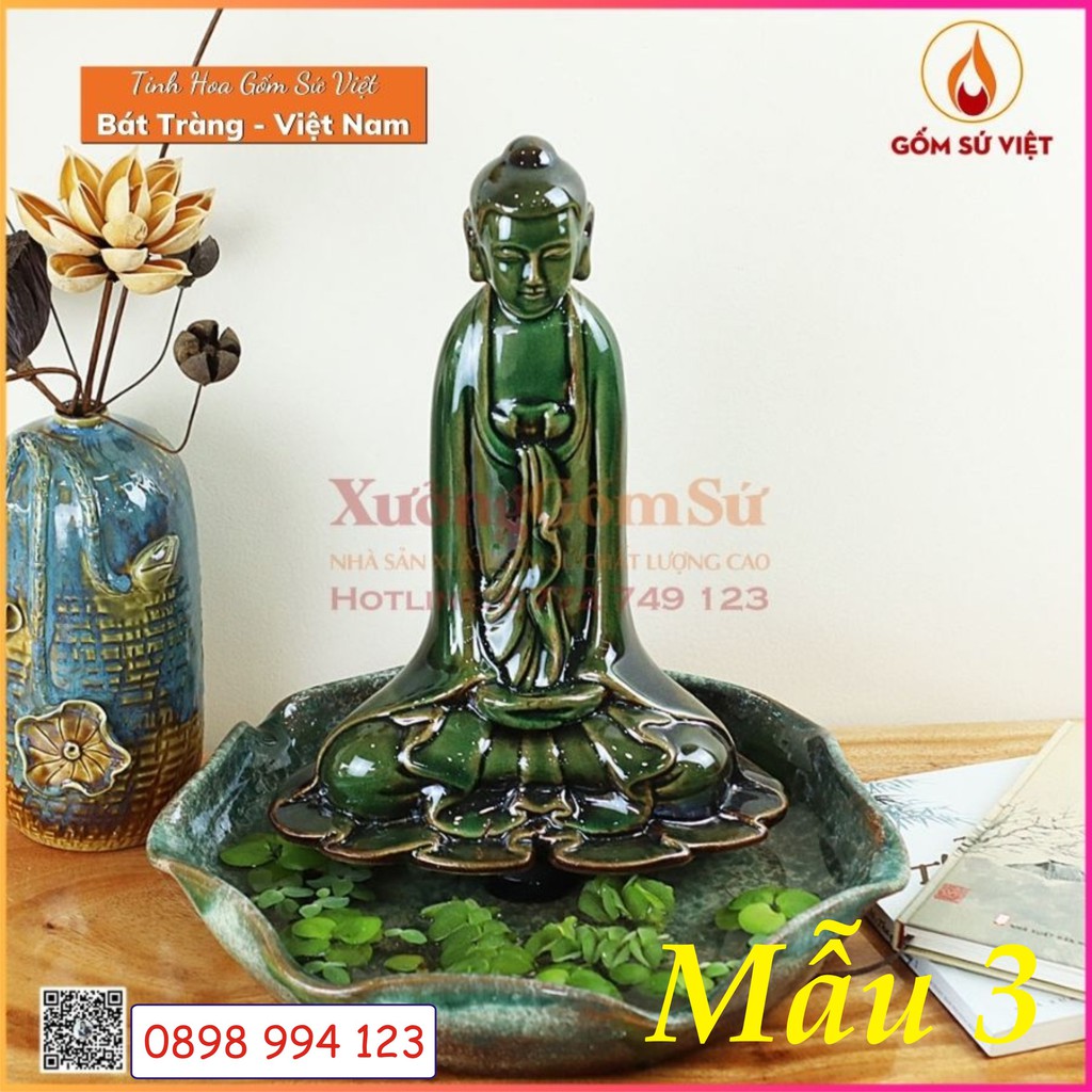 Tượng Phật Thiền An Nhiên - Màu Xanh Ngọc - gian hàng chính hãng Gốm Sứ Việt