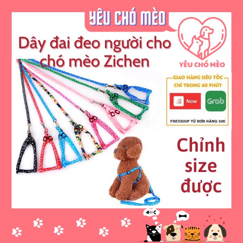 Dây đai yếm dắt chó mèo - dây đai cho chó mèo Zichen - chỉnh được kích cỡ