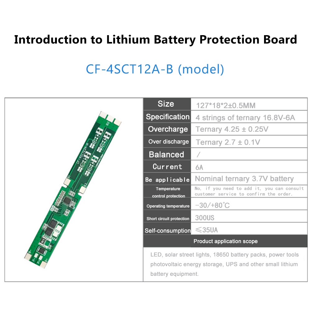 Bảng mạch bảo vệ pin lithium PCBFUN không có cân bằng 4S 6A 16.8V
