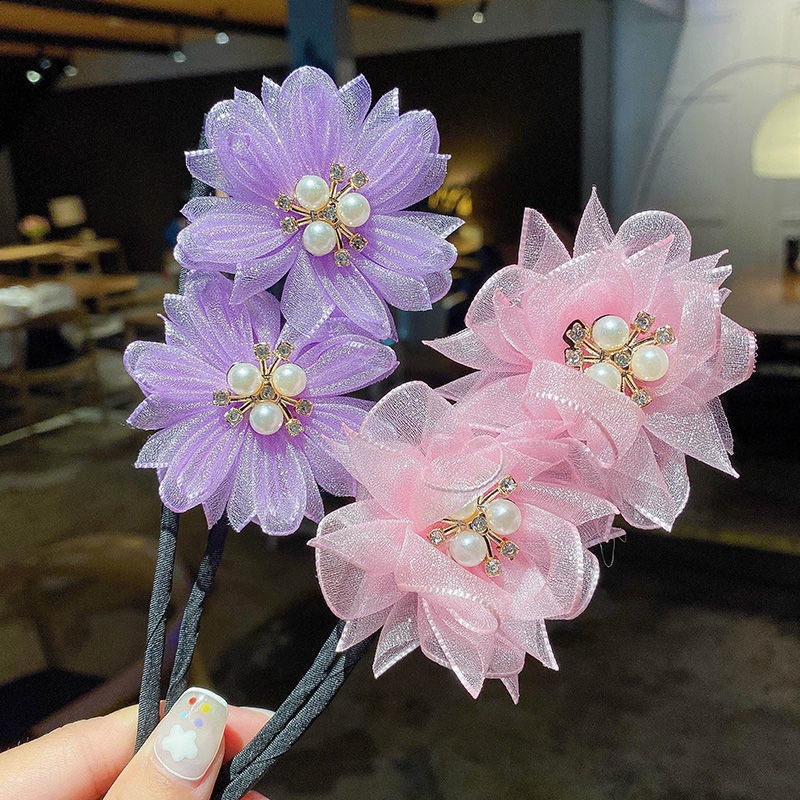 Dây Buộc Tóc Hình Bông Hoa Xinh Xắn Cho Bé Gái