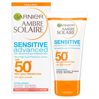 Kem Chống Nắng cho da nhạy cảm Garnier Ambre Solaire Face Cream Sensitive  SPF50+ 50ml - Đức