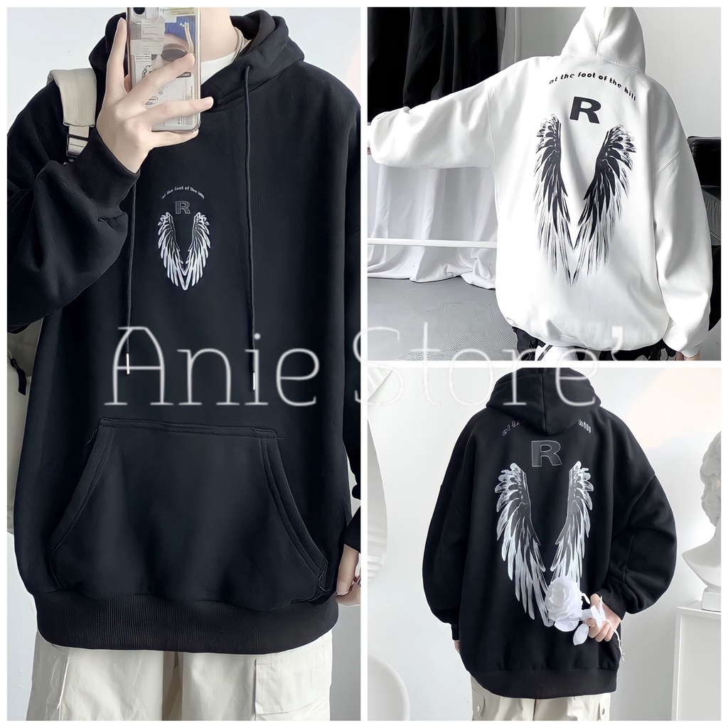 Áo Hoodie Nỉ Ngoại Unisex Cánh Thiên Thần 🦋 Áo Nỉ Nam Nữ Túi Trước Mũ Rộng 2 Màu 🦋