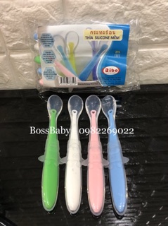 Thìa ăn dặm silicone cán dài Bibo