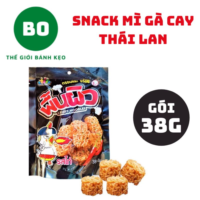 Mì Snack Viên Ăn Liền Vị Gà Cay Thái Lan Gói 38g - Mì Ăn Sống Vị Gà Cay Thái Lan - Mì Snack Viên Ăn Liền