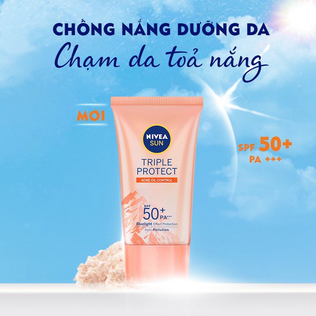 Kem chống nắng dưỡng da Nivea Sun Triple Protect SPF50+ PA+++ 40ml[COCOLUX]